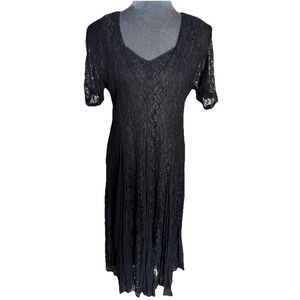 Vtg 90s Starina Dress S Black Lace Overlay Dark Fairy‎ Grunge Whimsigoth Witchy
